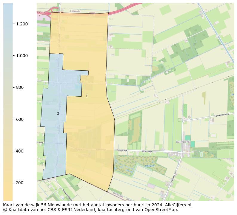 Kaart van de wijk 56 Nieuwlande met het aantal inwoners per buurt in 2024. Op deze pagina vind je veel informatie over inwoners (zoals de verdeling naar leeftijdsgroepen, gezinssamenstelling, geslacht, autochtoon of Nederlands met een immigratie achtergrond,...), woningen (aantallen, types, prijs ontwikkeling, gebruik, type eigendom,...) en méér (autobezit, energieverbruik,...)  op basis van open data van het centraal bureau voor de statistiek en diverse andere bronnen!