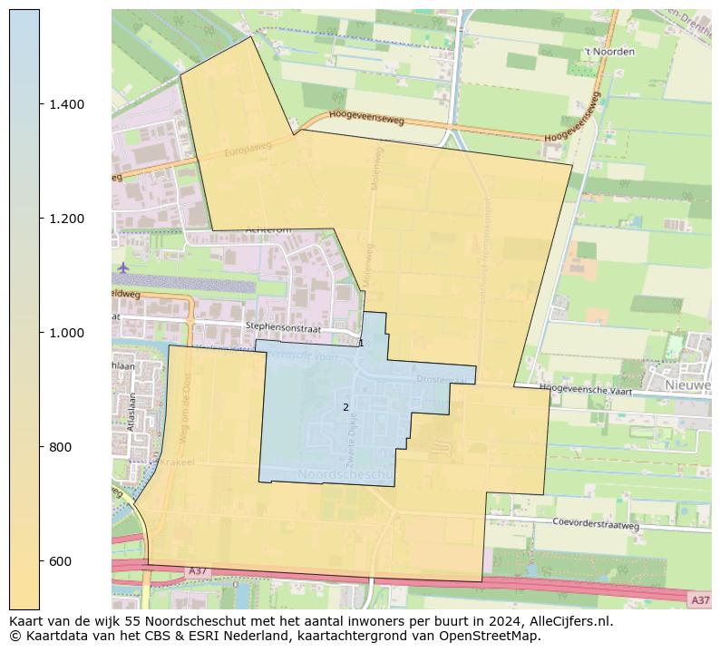 Kaart van de wijk 55 Noordscheschut met het aantal inwoners per buurt in 2024. Op deze pagina vind je veel informatie over inwoners (zoals de verdeling naar leeftijdsgroepen, gezinssamenstelling, geslacht, autochtoon of Nederlands met een immigratie achtergrond,...), woningen (aantallen, types, prijs ontwikkeling, gebruik, type eigendom,...) en méér (autobezit, energieverbruik,...)  op basis van open data van het Centraal Bureau voor de Statistiek en diverse andere bronnen!