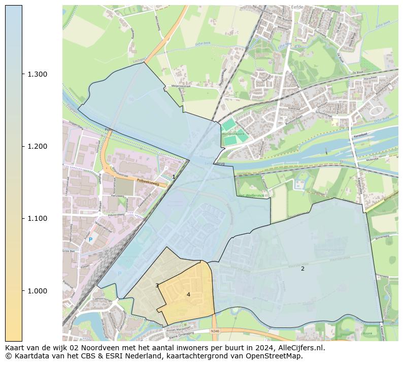 Kaart van de wijk 02 Noordveen met het aantal inwoners per buurt in 2024. Op deze pagina vind je veel informatie over inwoners (zoals de verdeling naar leeftijdsgroepen, gezinssamenstelling, geslacht, autochtoon of Nederlands met een immigratie achtergrond,...), woningen (aantallen, types, prijs ontwikkeling, gebruik, type eigendom,...) en méér (autobezit, energieverbruik,...)  op basis van open data van het centraal bureau voor de statistiek en diverse andere bronnen!