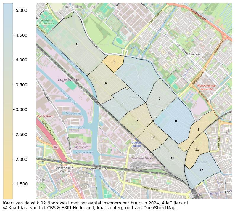 Kaart van de wijk 02 Noordwest met het aantal inwoners per buurt in 2024. Op deze pagina vind je veel informatie over inwoners (zoals de verdeling naar leeftijdsgroepen, gezinssamenstelling, geslacht, autochtoon of Nederlands met een immigratie achtergrond,...), woningen (aantallen, types, prijs ontwikkeling, gebruik, type eigendom,...) en méér (autobezit, energieverbruik,...)  op basis van open data van het centraal bureau voor de statistiek en diverse andere bronnen!