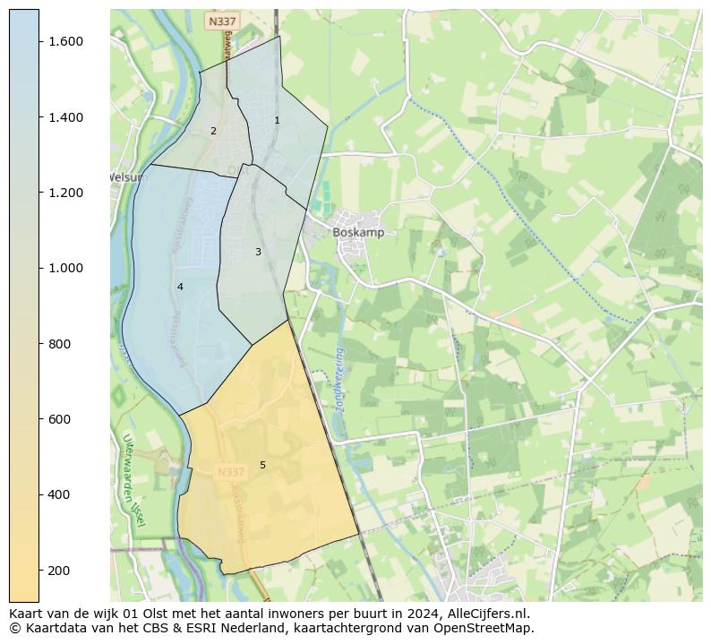 Kaart van de wijk 01 Olst met het aantal inwoners per buurt in 2024. Op deze pagina vind je veel informatie over inwoners (zoals de verdeling naar leeftijdsgroepen, gezinssamenstelling, geslacht, autochtoon of Nederlands met een immigratie achtergrond,...), woningen (aantallen, types, prijs ontwikkeling, gebruik, type eigendom,...) en méér (autobezit, energieverbruik,...)  op basis van open data van het centraal bureau voor de statistiek en diverse andere bronnen!