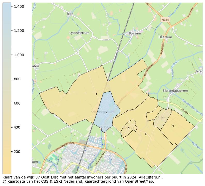 Kaart van de wijk 07 Oost IJlst met het aantal inwoners per buurt in 2024. Op deze pagina vind je veel informatie over inwoners (zoals de verdeling naar leeftijdsgroepen, gezinssamenstelling, geslacht, autochtoon of Nederlands met een immigratie achtergrond,...), woningen (aantallen, types, prijs ontwikkeling, gebruik, type eigendom,...) en méér (autobezit, energieverbruik,...)  op basis van open data van het Centraal Bureau voor de Statistiek en diverse andere bronnen!