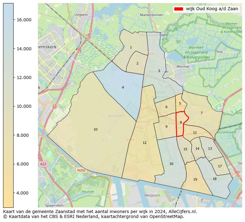 Kaart van de gemeente Zaanstad met het aantal inwoners per wijk in 2024. Op deze pagina vind je veel informatie over inwoners (zoals de verdeling naar leeftijdsgroepen, gezinssamenstelling, geslacht, autochtoon of Nederlands met een immigratie achtergrond,...), woningen (aantallen, types, prijs ontwikkeling, gebruik, type eigendom,...) en méér (autobezit, energieverbruik,...)  op basis van open data van het centraal bureau voor de statistiek en diverse andere bronnen!