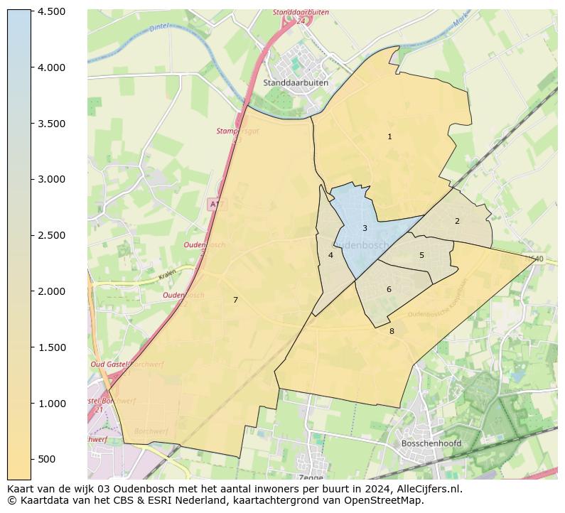 Kaart van de wijk 03 Oudenbosch met het aantal inwoners per buurt in 2024. Op deze pagina vind je veel informatie over inwoners (zoals de verdeling naar leeftijdsgroepen, gezinssamenstelling, geslacht, autochtoon of Nederlands met een immigratie achtergrond,...), woningen (aantallen, types, prijs ontwikkeling, gebruik, type eigendom,...) en méér (autobezit, energieverbruik,...)  op basis van open data van het centraal bureau voor de statistiek en diverse andere bronnen!