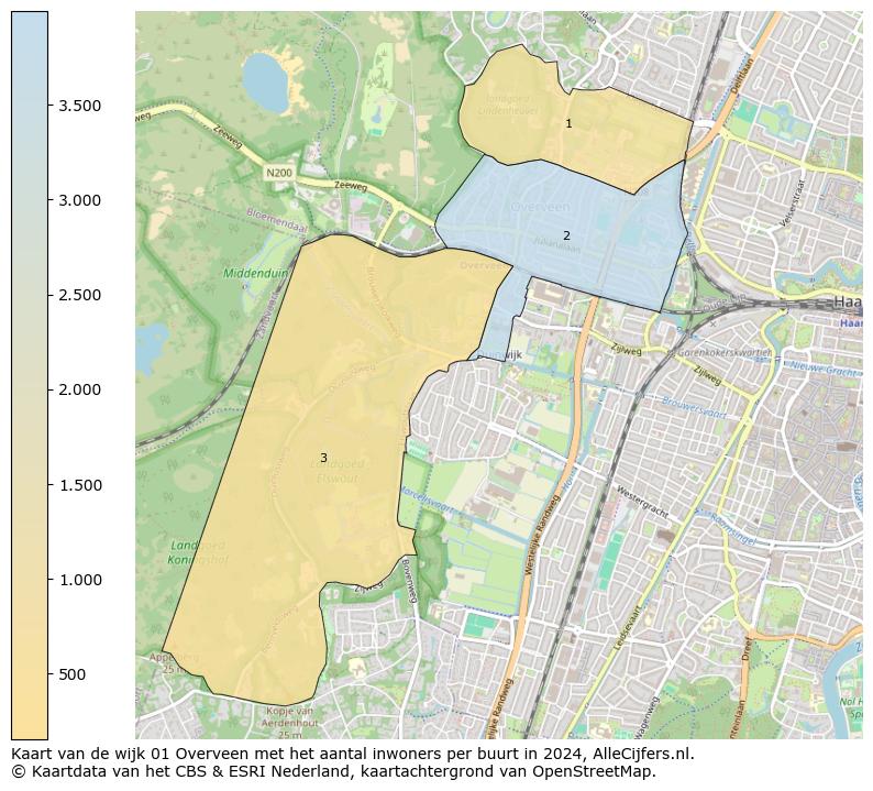 Kaart van de wijk 01 Overveen met het aantal inwoners per buurt in 2024. Op deze pagina vind je veel informatie over inwoners (zoals de verdeling naar leeftijdsgroepen, gezinssamenstelling, geslacht, autochtoon of Nederlands met een immigratie achtergrond,...), woningen (aantallen, types, prijs ontwikkeling, gebruik, type eigendom,...) en méér (autobezit, energieverbruik,...)  op basis van open data van het centraal bureau voor de statistiek en diverse andere bronnen!