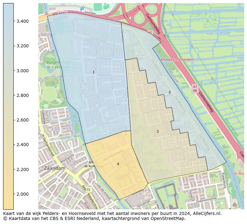 Kaart van de wijk Pelders- en Hoornseveld met het aantal inwoners per buurt in 2024. Op deze pagina vind je veel informatie over inwoners (zoals de verdeling naar leeftijdsgroepen, gezinssamenstelling, geslacht, autochtoon of Nederlands met een immigratie achtergrond,...), woningen (aantallen, types, prijs ontwikkeling, gebruik, type eigendom,...) en méér (autobezit, energieverbruik,...)  op basis van open data van het centraal bureau voor de statistiek en diverse andere bronnen!