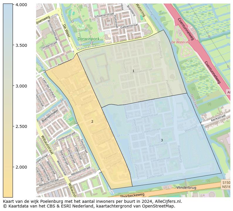 Kaart van de wijk Poelenburg met het aantal inwoners per buurt in 2024. Op deze pagina vind je veel informatie over inwoners (zoals de verdeling naar leeftijdsgroepen, gezinssamenstelling, geslacht, autochtoon of Nederlands met een immigratie achtergrond,...), woningen (aantallen, types, prijs ontwikkeling, gebruik, type eigendom,...) en méér (autobezit, energieverbruik,...)  op basis van open data van het centraal bureau voor de statistiek en diverse andere bronnen!