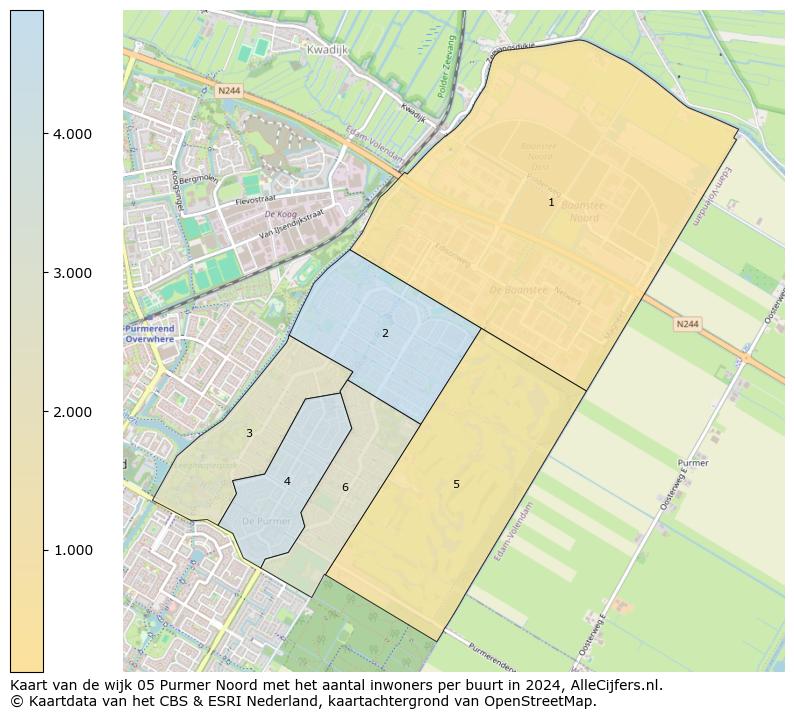 Kaart van de wijk 05 Purmer Noord met het aantal inwoners per buurt in 2024. Op deze pagina vind je veel informatie over inwoners (zoals de verdeling naar leeftijdsgroepen, gezinssamenstelling, geslacht, autochtoon of Nederlands met een immigratie achtergrond,...), woningen (aantallen, types, prijs ontwikkeling, gebruik, type eigendom,...) en méér (autobezit, energieverbruik,...)  op basis van open data van het centraal bureau voor de statistiek en diverse andere bronnen!