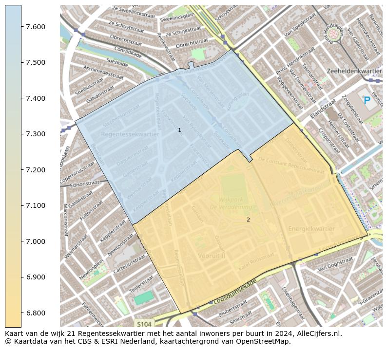 Kaart van de wijk 21 Regentessekwartier met het aantal inwoners per buurt in 2024. Op deze pagina vind je veel informatie over inwoners (zoals de verdeling naar leeftijdsgroepen, gezinssamenstelling, geslacht, autochtoon of Nederlands met een immigratie achtergrond,...), woningen (aantallen, types, prijs ontwikkeling, gebruik, type eigendom,...) en méér (autobezit, energieverbruik,...)  op basis van open data van het Centraal Bureau voor de Statistiek en diverse andere bronnen!