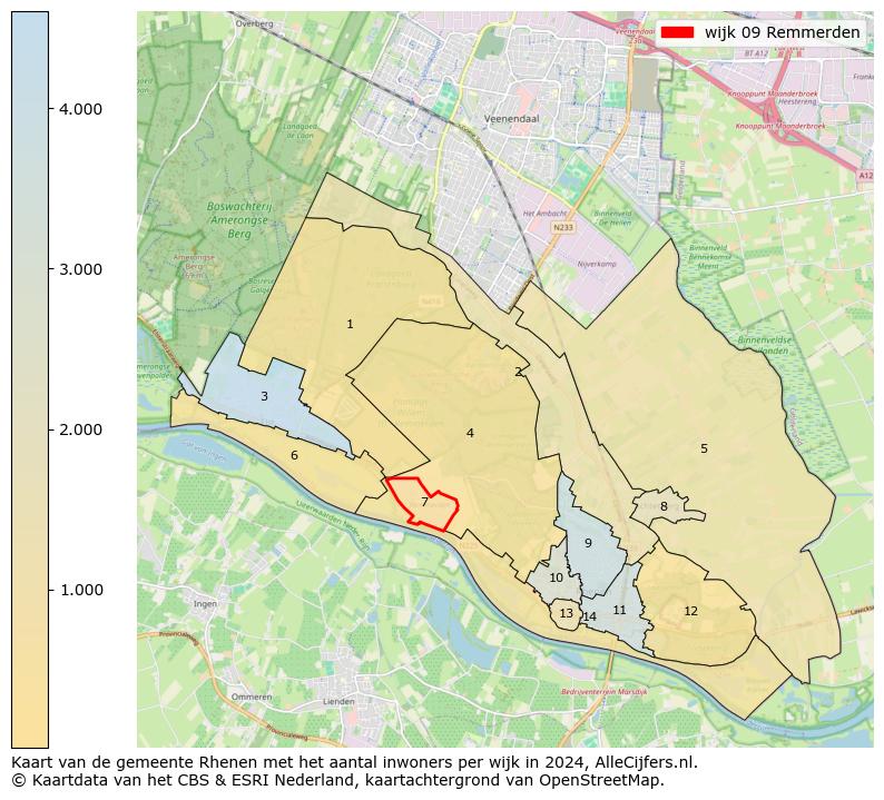 Kaart van de gemeente Rhenen met het aantal inwoners per wijk in 2024. Op deze pagina vind je veel informatie over inwoners (zoals de verdeling naar leeftijdsgroepen, gezinssamenstelling, geslacht, autochtoon of Nederlands met een immigratie achtergrond,...), woningen (aantallen, types, prijs ontwikkeling, gebruik, type eigendom,...) en méér (autobezit, energieverbruik,...)  op basis van open data van het centraal bureau voor de statistiek en diverse andere bronnen!