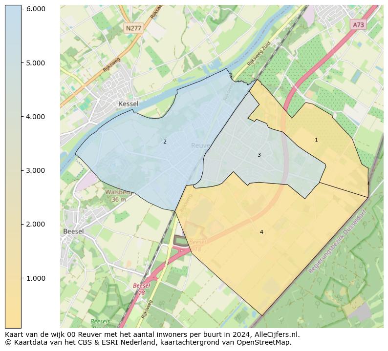 Kaart van de wijk 00 Reuver met het aantal inwoners per buurt in 2024. Op deze pagina vind je veel informatie over inwoners (zoals de verdeling naar leeftijdsgroepen, gezinssamenstelling, geslacht, autochtoon of Nederlands met een immigratie achtergrond,...), woningen (aantallen, types, prijs ontwikkeling, gebruik, type eigendom,...) en méér (autobezit, energieverbruik,...)  op basis van open data van het centraal bureau voor de statistiek en diverse andere bronnen!