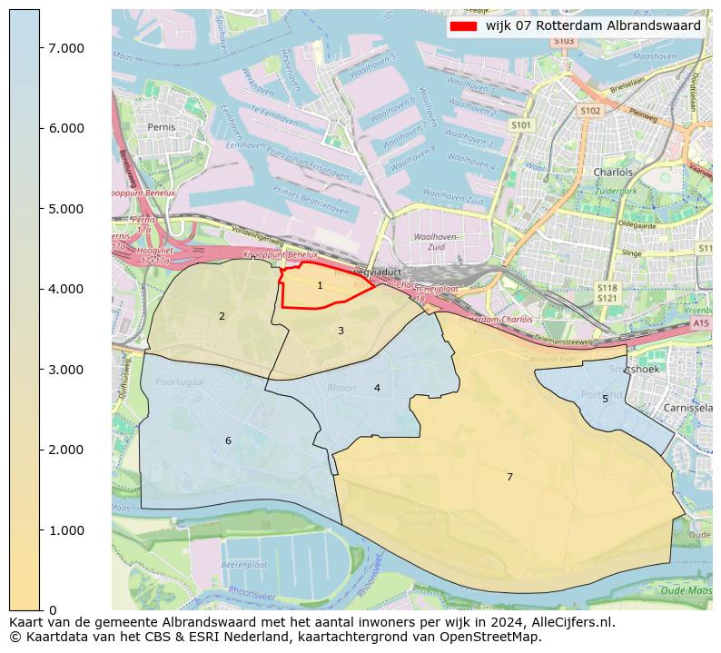 Kaart van de gemeente Albrandswaard met het aantal inwoners per wijk in 2024. Op deze pagina vind je veel informatie over inwoners (zoals de verdeling naar leeftijdsgroepen, gezinssamenstelling, geslacht, autochtoon of Nederlands met een immigratie achtergrond,...), woningen (aantallen, types, prijs ontwikkeling, gebruik, type eigendom,...) en méér (autobezit, energieverbruik,...)  op basis van open data van het centraal bureau voor de statistiek en diverse andere bronnen!