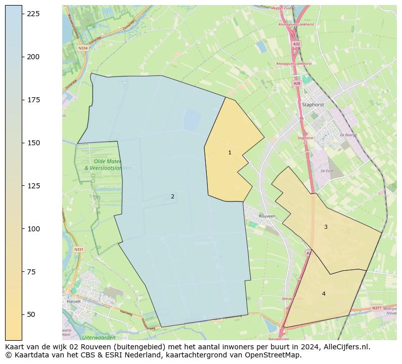 Kaart van de wijk 02 Rouveen (buitengebied) met het aantal inwoners per buurt in 2024. Op deze pagina vind je veel informatie over inwoners (zoals de verdeling naar leeftijdsgroepen, gezinssamenstelling, geslacht, autochtoon of Nederlands met een immigratie achtergrond,...), woningen (aantallen, types, prijs ontwikkeling, gebruik, type eigendom,...) en méér (autobezit, energieverbruik,...)  op basis van open data van het centraal bureau voor de statistiek en diverse andere bronnen!