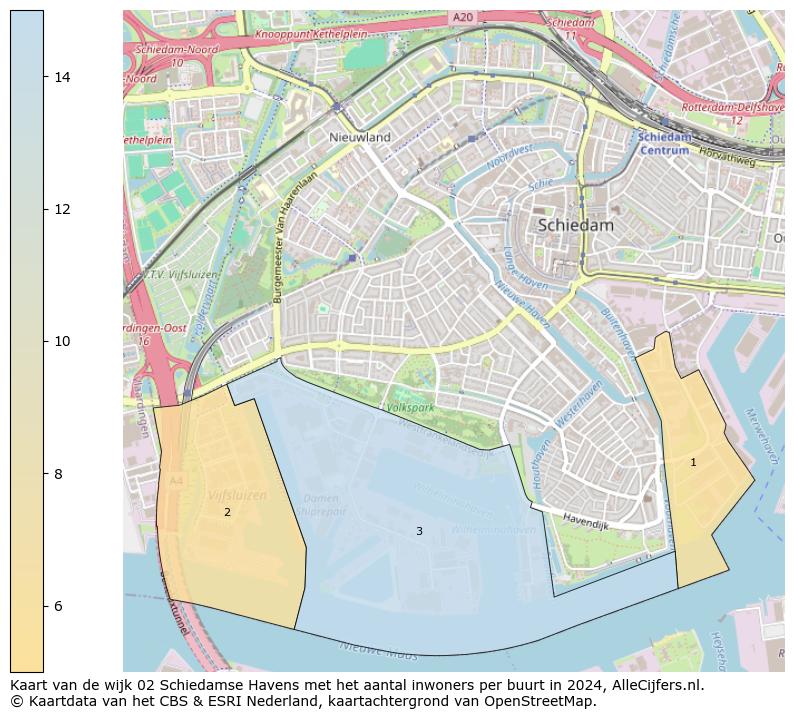 Kaart van de wijk 02 Schiedamse Havens met het aantal inwoners per buurt in 2024. Op deze pagina vind je veel informatie over inwoners (zoals de verdeling naar leeftijdsgroepen, gezinssamenstelling, geslacht, autochtoon of Nederlands met een immigratie achtergrond,...), woningen (aantallen, types, prijs ontwikkeling, gebruik, type eigendom,...) en méér (autobezit, energieverbruik,...)  op basis van open data van het centraal bureau voor de statistiek en diverse andere bronnen!