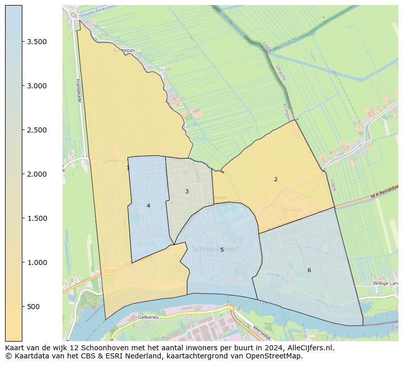 Kaart van de wijk 12 Schoonhoven met het aantal inwoners per buurt in 2024. Op deze pagina vind je veel informatie over inwoners (zoals de verdeling naar leeftijdsgroepen, gezinssamenstelling, geslacht, autochtoon of Nederlands met een immigratie achtergrond,...), woningen (aantallen, types, prijs ontwikkeling, gebruik, type eigendom,...) en méér (autobezit, energieverbruik,...)  op basis van open data van het centraal bureau voor de statistiek en diverse andere bronnen!