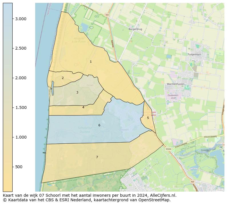 Kaart van de wijk 07 Schoorl met het aantal inwoners per buurt in 2024. Op deze pagina vind je veel informatie over inwoners (zoals de verdeling naar leeftijdsgroepen, gezinssamenstelling, geslacht, autochtoon of Nederlands met een immigratie achtergrond,...), woningen (aantallen, types, prijs ontwikkeling, gebruik, type eigendom,...) en méér (autobezit, energieverbruik,...)  op basis van open data van het centraal bureau voor de statistiek en diverse andere bronnen!