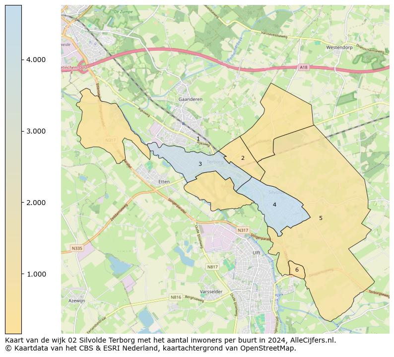 Kaart van de wijk 02 Silvolde Terborg met het aantal inwoners per buurt in 2024. Op deze pagina vind je veel informatie over inwoners (zoals de verdeling naar leeftijdsgroepen, gezinssamenstelling, geslacht, autochtoon of Nederlands met een immigratie achtergrond,...), woningen (aantallen, types, prijs ontwikkeling, gebruik, type eigendom,...) en méér (autobezit, energieverbruik,...)  op basis van open data van het Centraal Bureau voor de Statistiek en diverse andere bronnen!