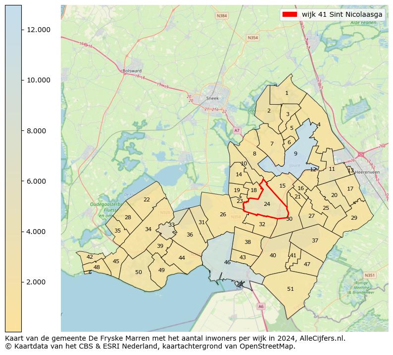 Kaart van de gemeente De Fryske Marren met het aantal inwoners per wijk in 2024. Op deze pagina vind je veel informatie over inwoners (zoals de verdeling naar leeftijdsgroepen, gezinssamenstelling, geslacht, autochtoon of Nederlands met een immigratie achtergrond,...), woningen (aantallen, types, prijs ontwikkeling, gebruik, type eigendom,...) en méér (autobezit, energieverbruik,...)  op basis van open data van het centraal bureau voor de statistiek en diverse andere bronnen!