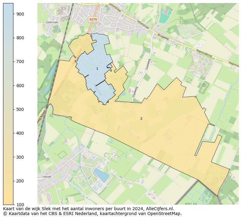 Kaart van de wijk Slek met het aantal inwoners per buurt in 2024. Op deze pagina vind je veel informatie over inwoners (zoals de verdeling naar leeftijdsgroepen, gezinssamenstelling, geslacht, autochtoon of Nederlands met een immigratie achtergrond,...), woningen (aantallen, types, prijs ontwikkeling, gebruik, type eigendom,...) en méér (autobezit, energieverbruik,...)  op basis van open data van het centraal bureau voor de statistiek en diverse andere bronnen!