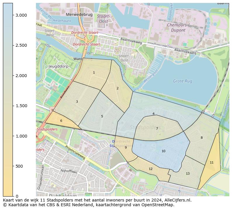 Kaart van de wijk 11 Stadspolders met het aantal inwoners per buurt in 2024. Op deze pagina vind je veel informatie over inwoners (zoals de verdeling naar leeftijdsgroepen, gezinssamenstelling, geslacht, autochtoon of Nederlands met een immigratie achtergrond,...), woningen (aantallen, types, prijs ontwikkeling, gebruik, type eigendom,...) en méér (autobezit, energieverbruik,...)  op basis van open data van het centraal bureau voor de statistiek en diverse andere bronnen!