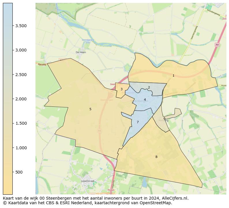 Kaart van de wijk 00 Steenbergen met het aantal inwoners per buurt in 2024. Op deze pagina vind je veel informatie over inwoners (zoals de verdeling naar leeftijdsgroepen, gezinssamenstelling, geslacht, autochtoon of Nederlands met een immigratie achtergrond,...), woningen (aantallen, types, prijs ontwikkeling, gebruik, type eigendom,...) en méér (autobezit, energieverbruik,...)  op basis van open data van het centraal bureau voor de statistiek en diverse andere bronnen!