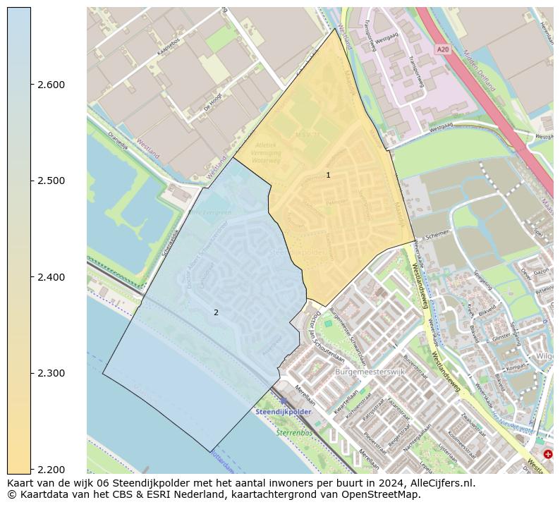 Kaart van de wijk 06 Steendijkpolder met het aantal inwoners per buurt in 2024. Op deze pagina vind je veel informatie over inwoners (zoals de verdeling naar leeftijdsgroepen, gezinssamenstelling, geslacht, autochtoon of Nederlands met een immigratie achtergrond,...), woningen (aantallen, types, prijs ontwikkeling, gebruik, type eigendom,...) en méér (autobezit, energieverbruik,...)  op basis van open data van het Centraal Bureau voor de Statistiek en diverse andere bronnen!