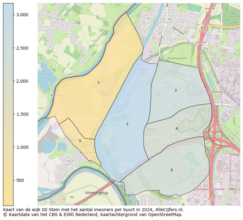 Kaart van de wijk 00 Stein met het aantal inwoners per buurt in 2024. Op deze pagina vind je veel informatie over inwoners (zoals de verdeling naar leeftijdsgroepen, gezinssamenstelling, geslacht, autochtoon of Nederlands met een immigratie achtergrond,...), woningen (aantallen, types, prijs ontwikkeling, gebruik, type eigendom,...) en méér (autobezit, energieverbruik,...)  op basis van open data van het centraal bureau voor de statistiek en diverse andere bronnen!