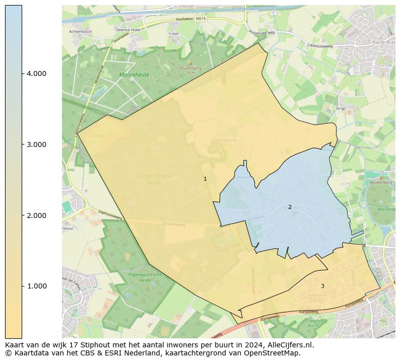 Kaart van de wijk 17 Stiphout met het aantal inwoners per buurt in 2024. Op deze pagina vind je veel informatie over inwoners (zoals de verdeling naar leeftijdsgroepen, gezinssamenstelling, geslacht, autochtoon of Nederlands met een immigratie achtergrond,...), woningen (aantallen, types, prijs ontwikkeling, gebruik, type eigendom,...) en méér (autobezit, energieverbruik,...)  op basis van open data van het Centraal Bureau voor de Statistiek en diverse andere bronnen!