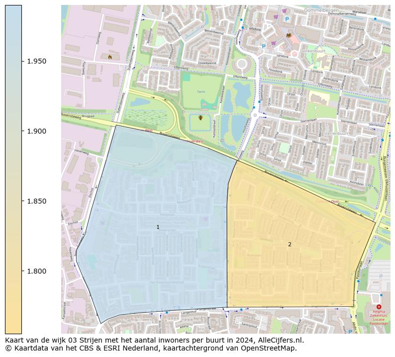 Kaart van de wijk 03 Strijen met het aantal inwoners per buurt in 2024. Op deze pagina vind je veel informatie over inwoners (zoals de verdeling naar leeftijdsgroepen, gezinssamenstelling, geslacht, autochtoon of Nederlands met een immigratie achtergrond,...), woningen (aantallen, types, prijs ontwikkeling, gebruik, type eigendom,...) en méér (autobezit, energieverbruik,...)  op basis van open data van het centraal bureau voor de statistiek en diverse andere bronnen!