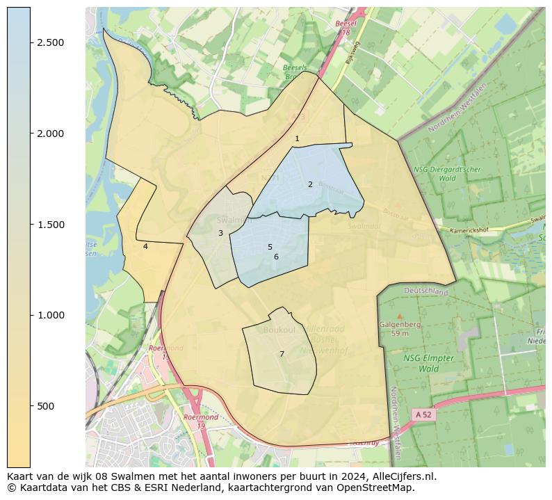 Kaart van de wijk 08 Swalmen met het aantal inwoners per buurt in 2024. Op deze pagina vind je veel informatie over inwoners (zoals de verdeling naar leeftijdsgroepen, gezinssamenstelling, geslacht, autochtoon of Nederlands met een immigratie achtergrond,...), woningen (aantallen, types, prijs ontwikkeling, gebruik, type eigendom,...) en méér (autobezit, energieverbruik,...)  op basis van open data van het centraal bureau voor de statistiek en diverse andere bronnen!