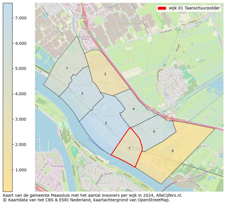 Kaart van de gemeente Maassluis met het aantal inwoners per wijk in 2024. Op deze pagina vind je veel informatie over inwoners (zoals de verdeling naar leeftijdsgroepen, gezinssamenstelling, geslacht, autochtoon of Nederlands met een immigratie achtergrond,...), woningen (aantallen, types, prijs ontwikkeling, gebruik, type eigendom,...) en méér (autobezit, energieverbruik,...)  op basis van open data van het centraal bureau voor de statistiek en diverse andere bronnen!