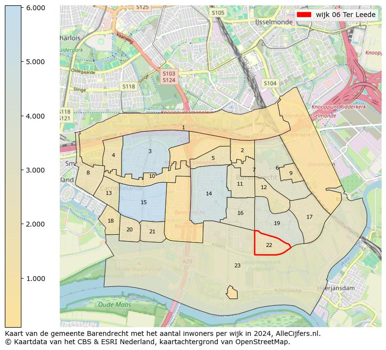 Kaart van de gemeente Barendrecht met het aantal inwoners per wijk in 2024. Op deze pagina vind je veel informatie over inwoners (zoals de verdeling naar leeftijdsgroepen, gezinssamenstelling, geslacht, autochtoon of Nederlands met een immigratie achtergrond,...), woningen (aantallen, types, prijs ontwikkeling, gebruik, type eigendom,...) en méér (autobezit, energieverbruik,...)  op basis van open data van het centraal bureau voor de statistiek en diverse andere bronnen!