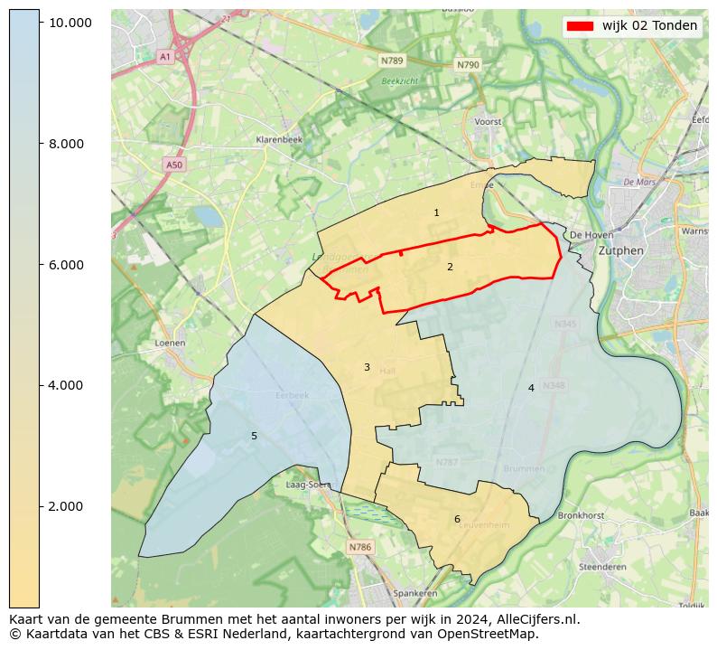 Kaart van de gemeente Brummen met het aantal inwoners per wijk in 2024. Op deze pagina vind je veel informatie over inwoners (zoals de verdeling naar leeftijdsgroepen, gezinssamenstelling, geslacht, autochtoon of Nederlands met een immigratie achtergrond,...), woningen (aantallen, types, prijs ontwikkeling, gebruik, type eigendom,...) en méér (autobezit, energieverbruik,...)  op basis van open data van het centraal bureau voor de statistiek en diverse andere bronnen!