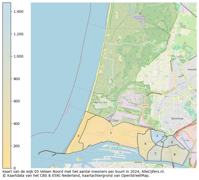 Kaart van de wijk 05 Velsen Noord met het aantal inwoners per buurt in 2024. Op deze pagina vind je veel informatie over inwoners (zoals de verdeling naar leeftijdsgroepen, gezinssamenstelling, geslacht, autochtoon of Nederlands met een immigratie achtergrond,...), woningen (aantallen, types, prijs ontwikkeling, gebruik, type eigendom,...) en méér (autobezit, energieverbruik,...)  op basis van open data van het centraal bureau voor de statistiek en diverse andere bronnen!