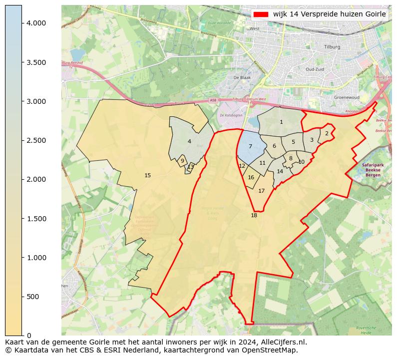 Kaart van de gemeente Goirle met het aantal inwoners per wijk in 2024. Op deze pagina vind je veel informatie over inwoners (zoals de verdeling naar leeftijdsgroepen, gezinssamenstelling, geslacht, autochtoon of Nederlands met een immigratie achtergrond,...), woningen (aantallen, types, prijs ontwikkeling, gebruik, type eigendom,...) en méér (autobezit, energieverbruik,...)  op basis van open data van het centraal bureau voor de statistiek en diverse andere bronnen!