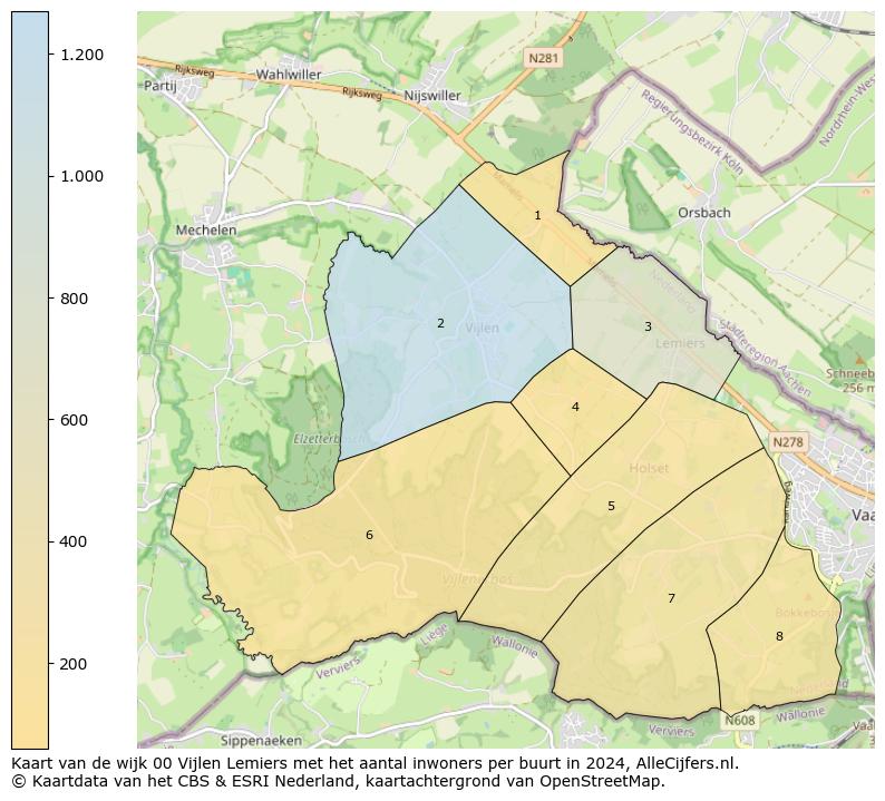 Kaart van de wijk 00 Vijlen Lemiers met het aantal inwoners per buurt in 2024. Op deze pagina vind je veel informatie over inwoners (zoals de verdeling naar leeftijdsgroepen, gezinssamenstelling, geslacht, autochtoon of Nederlands met een immigratie achtergrond,...), woningen (aantallen, types, prijs ontwikkeling, gebruik, type eigendom,...) en méér (autobezit, energieverbruik,...)  op basis van open data van het Centraal Bureau voor de Statistiek en diverse andere bronnen!