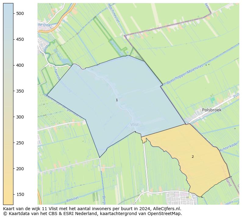 Kaart van de wijk 11 Vlist met het aantal inwoners per buurt in 2024. Op deze pagina vind je veel informatie over inwoners (zoals de verdeling naar leeftijdsgroepen, gezinssamenstelling, geslacht, autochtoon of Nederlands met een immigratie achtergrond,...), woningen (aantallen, types, prijs ontwikkeling, gebruik, type eigendom,...) en méér (autobezit, energieverbruik,...)  op basis van open data van het centraal bureau voor de statistiek en diverse andere bronnen!