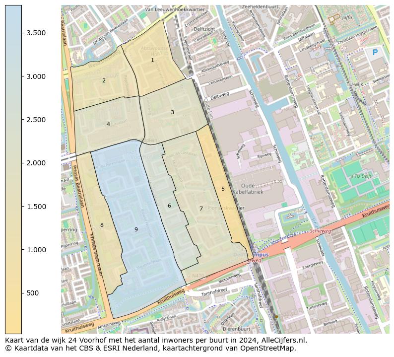 Kaart van de wijk 24 Voorhof met het aantal inwoners per buurt in 2024. Op deze pagina vind je veel informatie over inwoners (zoals de verdeling naar leeftijdsgroepen, gezinssamenstelling, geslacht, autochtoon of Nederlands met een immigratie achtergrond,...), woningen (aantallen, types, prijs ontwikkeling, gebruik, type eigendom,...) en méér (autobezit, energieverbruik,...)  op basis van open data van het centraal bureau voor de statistiek en diverse andere bronnen!