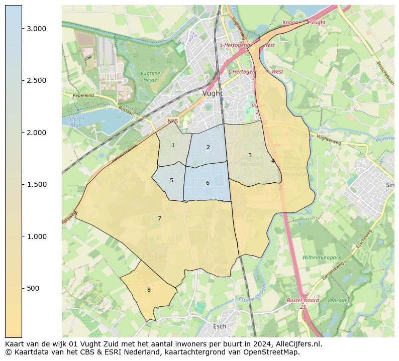 Kaart van de wijk 01 Vught Zuid met het aantal inwoners per buurt in 2024. Op deze pagina vind je veel informatie over inwoners (zoals de verdeling naar leeftijdsgroepen, gezinssamenstelling, geslacht, autochtoon of Nederlands met een immigratie achtergrond,...), woningen (aantallen, types, prijs ontwikkeling, gebruik, type eigendom,...) en méér (autobezit, energieverbruik,...)  op basis van open data van het centraal bureau voor de statistiek en diverse andere bronnen!