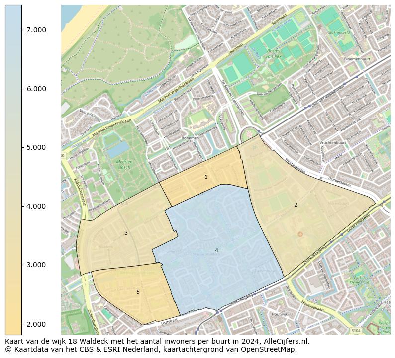 Kaart van de wijk 18 Waldeck met het aantal inwoners per buurt in 2024. Op deze pagina vind je veel informatie over inwoners (zoals de verdeling naar leeftijdsgroepen, gezinssamenstelling, geslacht, autochtoon of Nederlands met een immigratie achtergrond,...), woningen (aantallen, types, prijs ontwikkeling, gebruik, type eigendom,...) en méér (autobezit, energieverbruik,...)  op basis van open data van het Centraal Bureau voor de Statistiek en diverse andere bronnen!