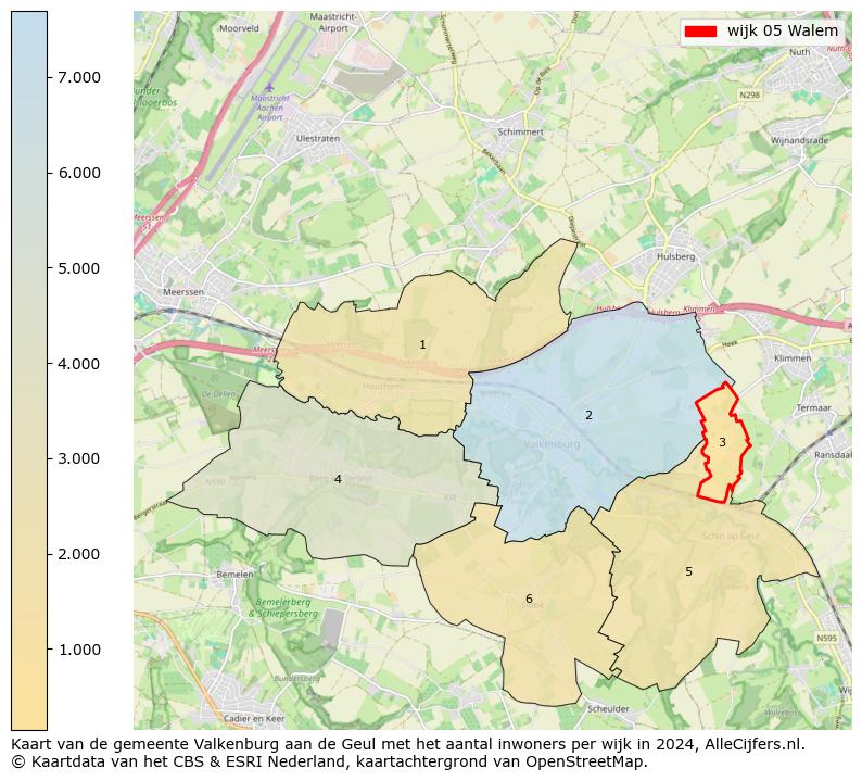 Kaart van de gemeente Valkenburg aan de Geul met het aantal inwoners per wijk in 2024. Op deze pagina vind je veel informatie over inwoners (zoals de verdeling naar leeftijdsgroepen, gezinssamenstelling, geslacht, autochtoon of Nederlands met een immigratie achtergrond,...), woningen (aantallen, types, prijs ontwikkeling, gebruik, type eigendom,...) en méér (autobezit, energieverbruik,...)  op basis van open data van het centraal bureau voor de statistiek en diverse andere bronnen!