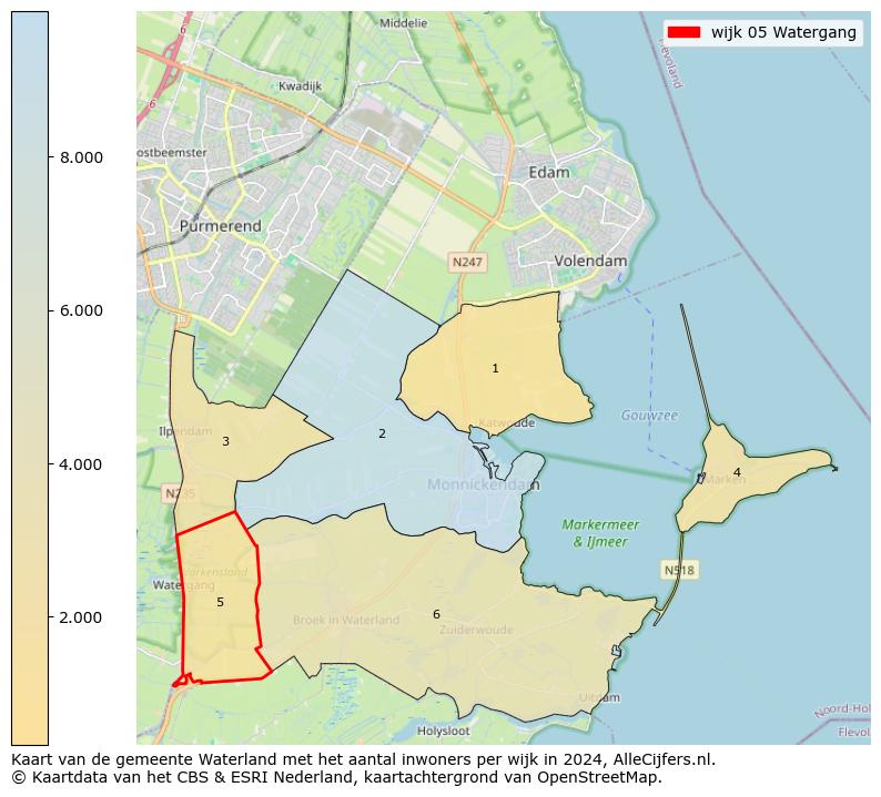 Kaart van de gemeente Waterland met het aantal inwoners per wijk in 2024. Op deze pagina vind je veel informatie over inwoners (zoals de verdeling naar leeftijdsgroepen, gezinssamenstelling, geslacht, autochtoon of Nederlands met een immigratie achtergrond,...), woningen (aantallen, types, prijs ontwikkeling, gebruik, type eigendom,...) en méér (autobezit, energieverbruik,...)  op basis van open data van het centraal bureau voor de statistiek en diverse andere bronnen!