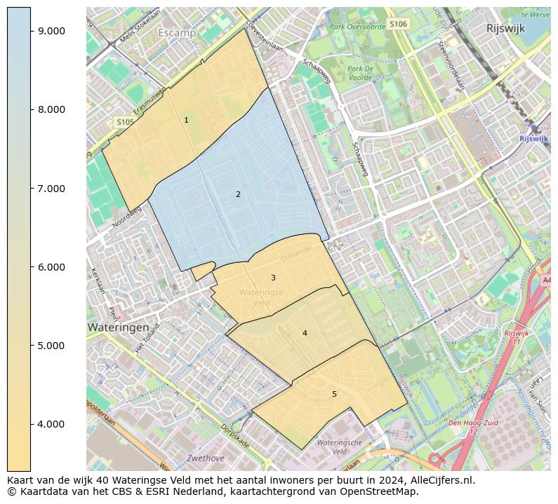 Kaart van de wijk 40 Wateringse Veld met het aantal inwoners per buurt in 2024. Op deze pagina vind je veel informatie over inwoners (zoals de verdeling naar leeftijdsgroepen, gezinssamenstelling, geslacht, autochtoon of Nederlands met een immigratie achtergrond,...), woningen (aantallen, types, prijs ontwikkeling, gebruik, type eigendom,...) en méér (autobezit, energieverbruik,...)  op basis van open data van het Centraal Bureau voor de Statistiek en diverse andere bronnen!