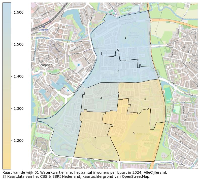 Kaart van de wijk 01 Waterkwartier met het aantal inwoners per buurt in 2024. Op deze pagina vind je veel informatie over inwoners (zoals de verdeling naar leeftijdsgroepen, gezinssamenstelling, geslacht, autochtoon of Nederlands met een immigratie achtergrond,...), woningen (aantallen, types, prijs ontwikkeling, gebruik, type eigendom,...) en méér (autobezit, energieverbruik,...)  op basis van open data van het centraal bureau voor de statistiek en diverse andere bronnen!