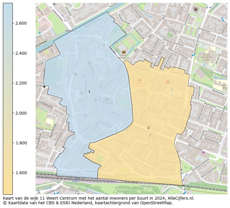 Kaart van de wijk 11 Weert Centrum met het aantal inwoners per buurt in 2024. Op deze pagina vind je veel informatie over inwoners (zoals de verdeling naar leeftijdsgroepen, gezinssamenstelling, geslacht, autochtoon of Nederlands met een immigratie achtergrond,...), woningen (aantallen, types, prijs ontwikkeling, gebruik, type eigendom,...) en méér (autobezit, energieverbruik,...)  op basis van open data van het centraal bureau voor de statistiek en diverse andere bronnen!