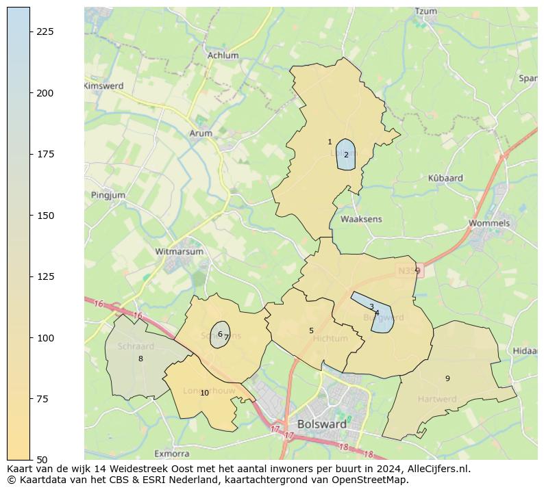 Kaart van de wijk 14 Weidestreek Oost met het aantal inwoners per buurt in 2024. Op deze pagina vind je veel informatie over inwoners (zoals de verdeling naar leeftijdsgroepen, gezinssamenstelling, geslacht, autochtoon of Nederlands met een immigratie achtergrond,...), woningen (aantallen, types, prijs ontwikkeling, gebruik, type eigendom,...) en méér (autobezit, energieverbruik,...)  op basis van open data van het Centraal Bureau voor de Statistiek en diverse andere bronnen!