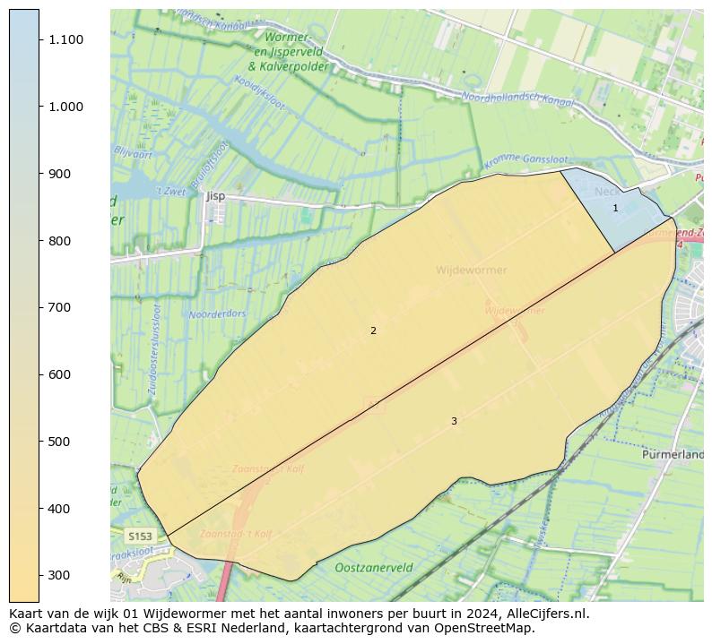 Kaart van de wijk 01 Wijdewormer met het aantal inwoners per buurt in 2024. Op deze pagina vind je veel informatie over inwoners (zoals de verdeling naar leeftijdsgroepen, gezinssamenstelling, geslacht, autochtoon of Nederlands met een immigratie achtergrond,...), woningen (aantallen, types, prijs ontwikkeling, gebruik, type eigendom,...) en méér (autobezit, energieverbruik,...)  op basis van open data van het Centraal Bureau voor de Statistiek en diverse andere bronnen!