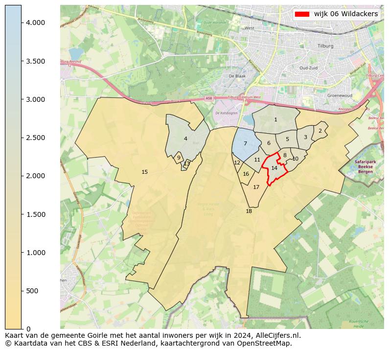 Kaart van de gemeente Goirle met het aantal inwoners per wijk in 2024. Op deze pagina vind je veel informatie over inwoners (zoals de verdeling naar leeftijdsgroepen, gezinssamenstelling, geslacht, autochtoon of Nederlands met een immigratie achtergrond,...), woningen (aantallen, types, prijs ontwikkeling, gebruik, type eigendom,...) en méér (autobezit, energieverbruik,...)  op basis van open data van het centraal bureau voor de statistiek en diverse andere bronnen!