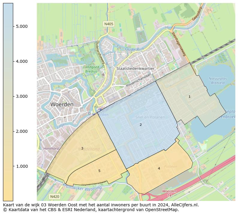 Kaart van de wijk 03 Woerden Oost met het aantal inwoners per buurt in 2024. Op deze pagina vind je veel informatie over inwoners (zoals de verdeling naar leeftijdsgroepen, gezinssamenstelling, geslacht, autochtoon of Nederlands met een immigratie achtergrond,...), woningen (aantallen, types, prijs ontwikkeling, gebruik, type eigendom,...) en méér (autobezit, energieverbruik,...)  op basis van open data van het centraal bureau voor de statistiek en diverse andere bronnen!