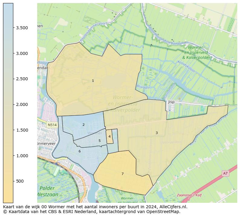 Kaart van de wijk 00 Wormer met het aantal inwoners per buurt in 2024. Op deze pagina vind je veel informatie over inwoners (zoals de verdeling naar leeftijdsgroepen, gezinssamenstelling, geslacht, autochtoon of Nederlands met een immigratie achtergrond,...), woningen (aantallen, types, prijs ontwikkeling, gebruik, type eigendom,...) en méér (autobezit, energieverbruik,...)  op basis van open data van het centraal bureau voor de statistiek en diverse andere bronnen!